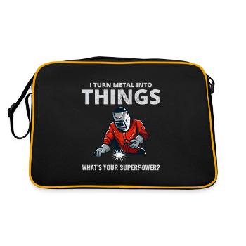 Weld Welding Welder Metal Construction Ironworker - Retro Bag - black/gold - Back