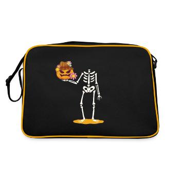 Pumpkin Skeleton Halloween Flower Power - Retro Bag - black/gold - Back