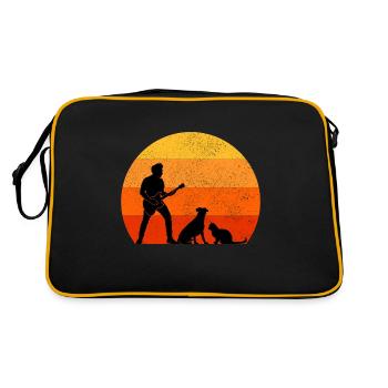 Basse Guitariste Musicien Bassiste Cat Dog Animal - Sac Retro - noir/or - Dos