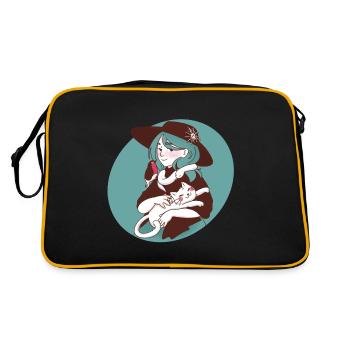 Witch with Heteroscodra Maculata / Marble Bird Spider - Retro Bag - black/gold - Back