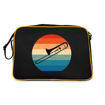 Trombone Blechbläser Damen Jazz Posaunist - Retro Tasche - Schwarz/Gold - Hinten