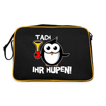 Tach ihr Hupen - Retro Tasche - Schwarz/Gold - Hinten
