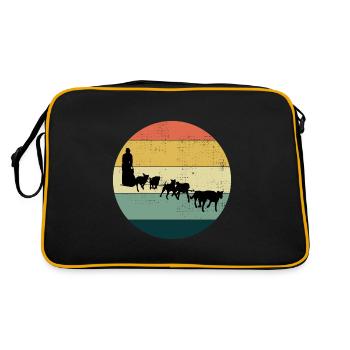 Husky Sledding Sled Dog Racing Alaskan Racers - Retro Bag - black/gold - Back