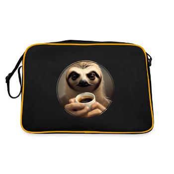 Lustiges Faultier Kaffee Liebhaber - Retro Tasche - Schwarz/Gold - Hinten