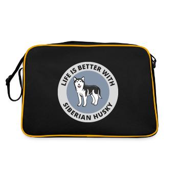 Husky Sledding Sled Dog Racing Alaskan Racers - Retro Bag - black/gold - Back
