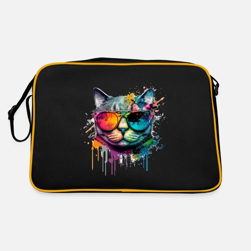 Cool Cheeky Graffiti Cat Maine Coon Persan - Sac Retro - noir/or
