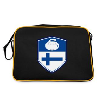 Finland Flag Curling Team Winter Sports - Retro Bag - black/gold - Back