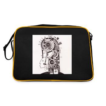 Mensch vs. Maschine No. 1 - Retro Tasche - Schwarz/Gold - Hinten