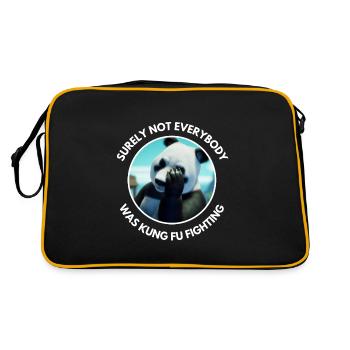 Panda Bear Kung Fu Fighting Witz lustiger Spruch - Retro Tasche - Schwarz/Gold - Hinten