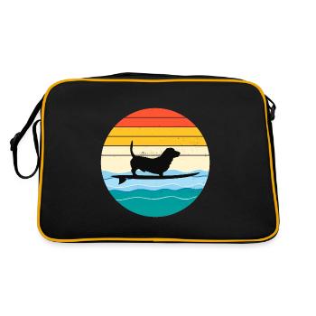 Basset Hound Owner Dog Surfing Surfboard Retro - Retro Bag - black/gold - Back
