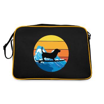 Basset Hound Propriétaire Chien Surf Planche De Surf Rétro - Sac Retro - noir/or - Dos
