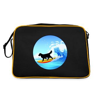 Golden retriever Maman Chien Surf Planche de Surf Surfer - Sac Retro - noir/or - Dos