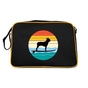 Boston terrier Propriétaire Chien Surf Sea Waves - Sac Retro - noir/or - Dos