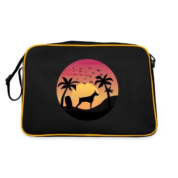 Dobermann Propriétaire Beach Sunset Palmiers - Sac Retro - noir/or - Dos