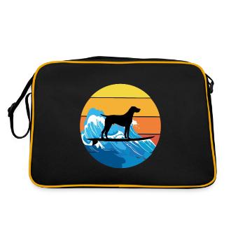 Pointeur allemand à poil court Chien Surf Vagues de mer - Sac Retro - noir/or - Dos