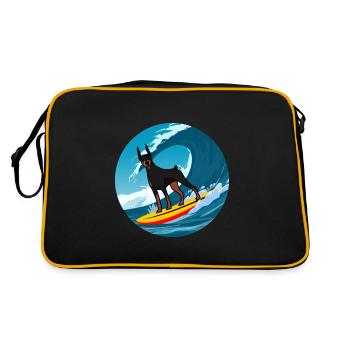 Dobermann propriétaire chien surf mer vagues - Sac Retro - noir/or - Dos