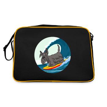 Scottish Terrier Chien Surf Surfeur Mer Vagues - Sac Retro - noir/or - Dos