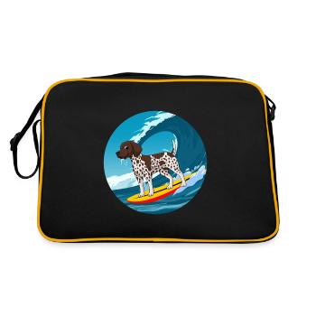 Pointeur allemand à poil court Chien Surf Vagues de mer - Sac Retro - noir/or - Dos