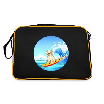 Labrador Retriever Chien Surf Vagues de la mer - Sac Retro - noir/or - Dos