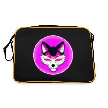 Kitsun Vaporwave Japanische Kami Vaporwave Kitsune - Retro Tasche - Schwarz/Gold - Hinten