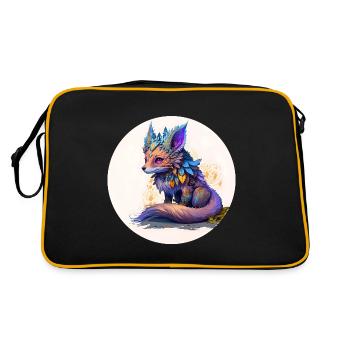 Animal fox fantasy and cute - Retro Bag - black/gold - Back