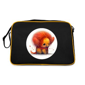 Tier Löwe fantasy und niedlich - Retro Tasche - Schwarz/Gold - Hinten