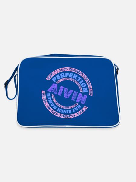 Geschenk für Alvin - Retro Tasche - Blau/Weiß - Hinten