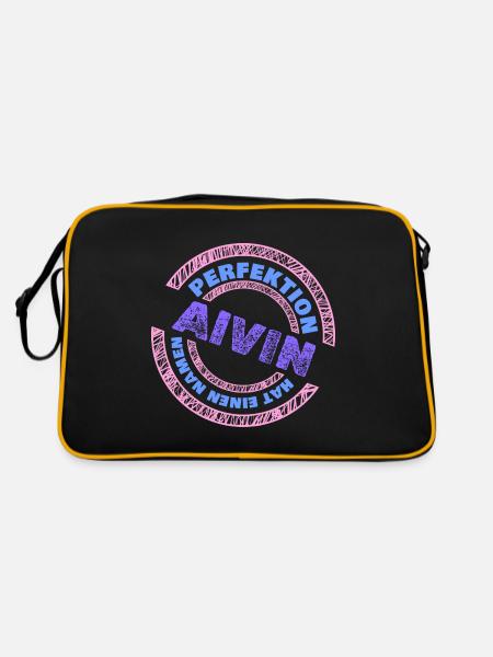 Geschenk für Alvin - Retro Tasche - Schwarz/Gold - Hinten