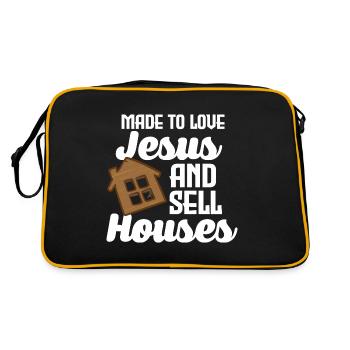 Gemacht, um Jesus zu lieben und Häuser zu verkaufe - Retro Tasche - Schwarz/Gold - Hinten