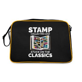 Vintage Briefmarkensammler Vater Philatelist - Retro Tasche - Schwarz/Gold - Hinten