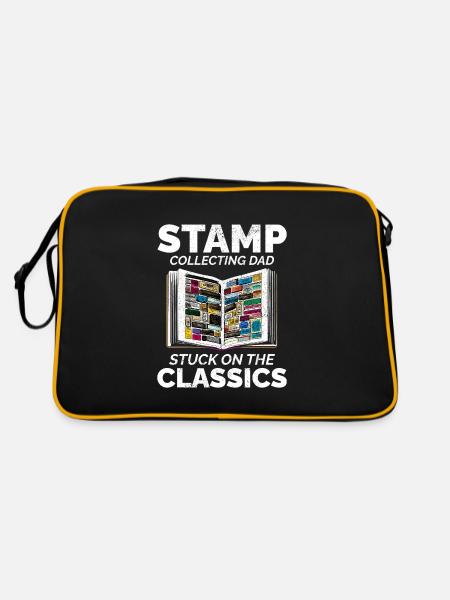 Timbre-poste vintage Collector Papa Philatéliste - Sac Retro - noir/or - Dos