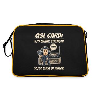 Ham Radio Operator QSL Card 10/10 Sense of Humor - Retro Bag - black/gold - Back