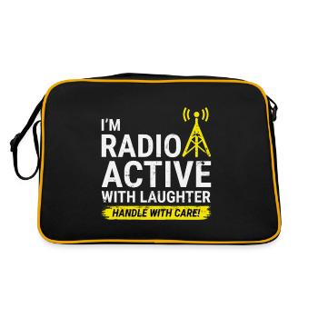 Radio Aktives Lachen: Behandeln Sie das Amateurfunkgerät mit Vorsicht - Retro Tasche - Schwarz/Gold - Hinten