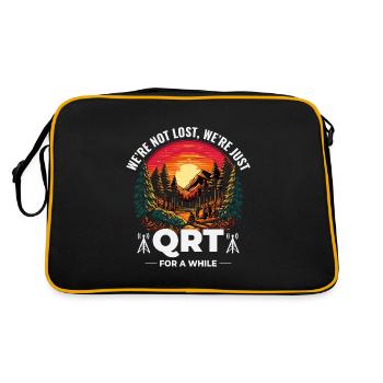 QRT in der Natur Amateurfunker Sonnenuntergang im Freien - Retro Tasche - Schwarz/Gold - Hinten
