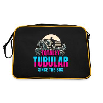 Retro Surfer Riding 80s Wave Totally Tubular - Retro Bag - black/gold - Back
