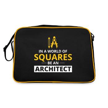 Architekten: Eine Welt jenseits der Quadrate gestalten! 🌐 - Retro Tasche - Schwarz/Gold - Hinten