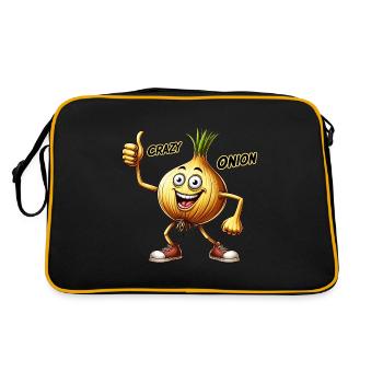 Crazy Veggies: Onion With Goatee and Thumbs Up - Retro Bag - black/gold - Back