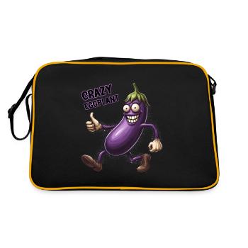 Crazy Veggies: Eggplant Hairy Power Walker - Retro Tasche - Schwarz/Gold - Hinten
