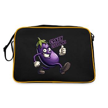 Crazy Veggies: Eggplant Power Walker Thumbs Up - Retro Tasche - Schwarz/Gold - Hinten
