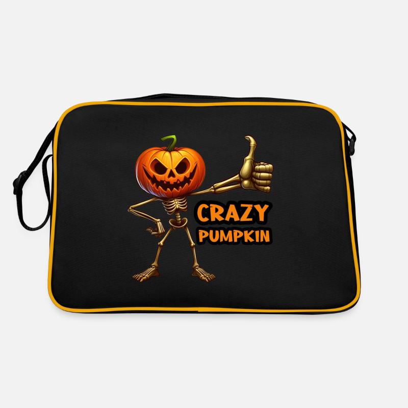 Crazy Veggies: Pumpkin Skeleton Thumbs Up Retro Tasche
