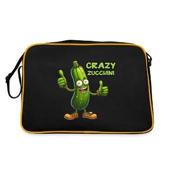 Crazy Veggies: Zucchini Thumbs Up - Retro Tasche - Schwarz/Gold - Hinten