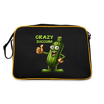 Crazy Veggies: Zucchini Thumbs Up - Retro Tasche - Schwarz/Gold - Hinten