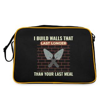 Bricklayer Masonry Construction Job Wall Builder - Retro Bag - black/gold - Back