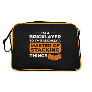 Master of Stacking Humorous Bricklayer Brick Mason - Retro Bag - black/gold - Back