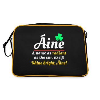 Drôle de nom de fille irlandaise : Áine - nom radieux - Sac Retro - noir/or - Dos