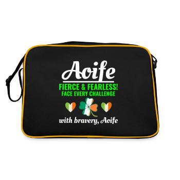 Drôle de fille irlandaise Nom Aoife, bravoure intrépide - Sac Retro - noir/or - Dos