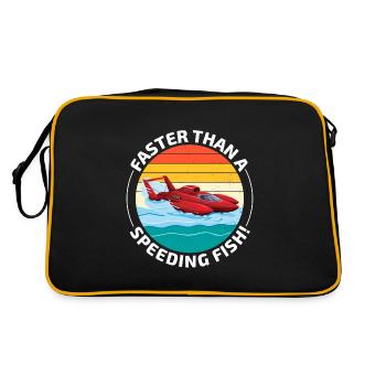 Hydroplane boat Humor: Faster than a Speeding Fish - Retro Bag - black/gold - Back