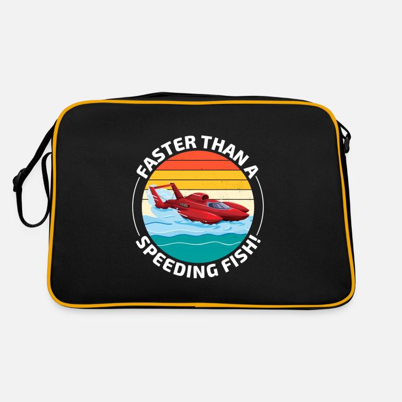 Bateau hydroplane Humour : Plus rapide qu’un poisson qui roule à toute vitesse Sac Retro