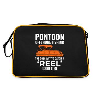 Pontonboot Motorboot Hochseefischen Lustig - Retro Tasche - Schwarz/Gold - Hinten