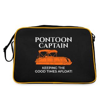 Pontonboot Kapitän Bootsfahrt Angeln Lustig - Retro Tasche - Schwarz/Gold - Hinten